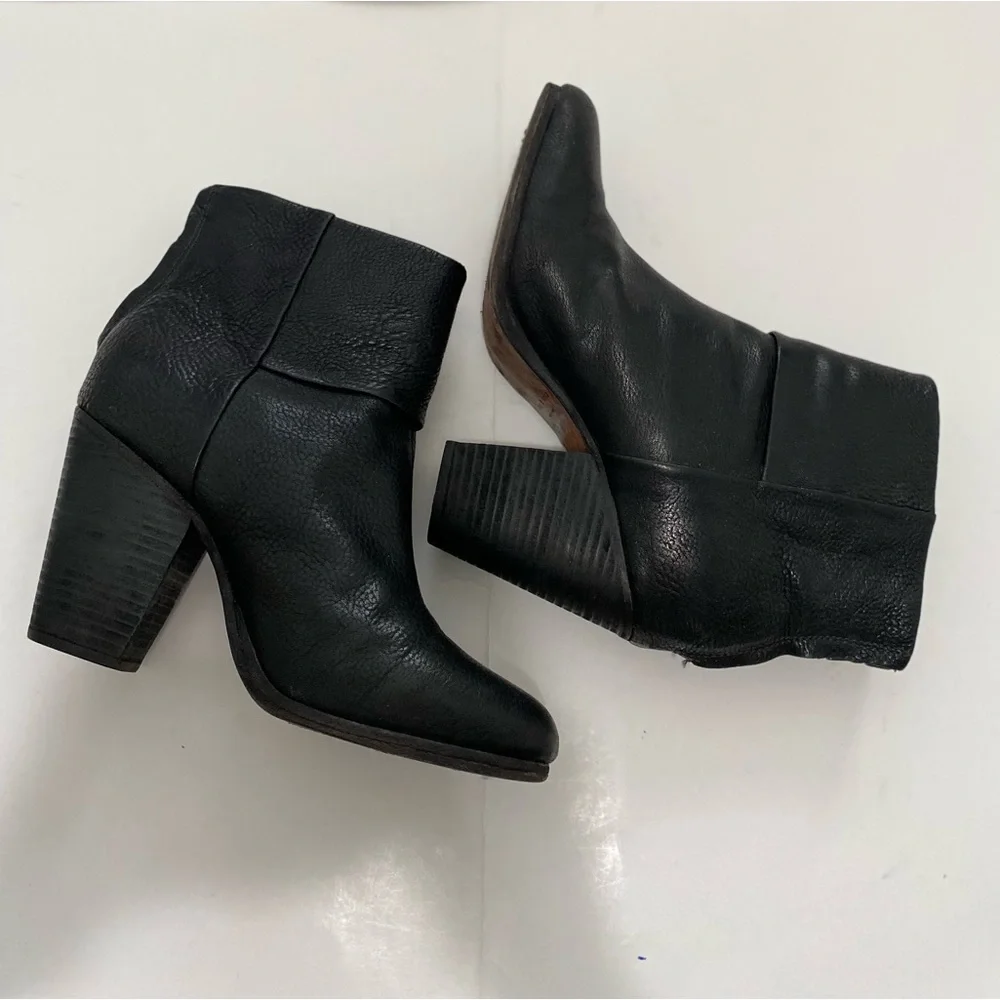 Rag&Bone Newburry Italian Black Leather Ankle Boots Size 40 - Picture 7 of 15